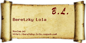 Beretzky Lola névjegykártya